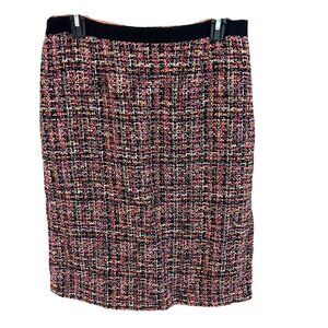Etro Black Multicolor Tweed Pencil Skirt Slit Hem Business Career Size 46, US 10